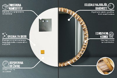 Specchio rotondo stampato Treccia naturale