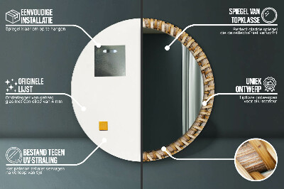 Specchio rotondo stampato Treccia naturale