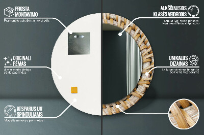 Specchio rotondo stampato Treccia naturale