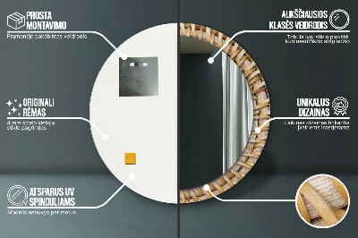 Specchio rotondo stampato Treccia naturale