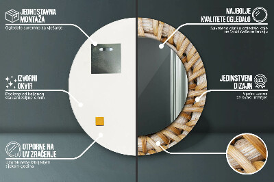 Specchio rotondo stampato Treccia naturale
