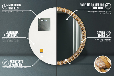 Specchio rotondo stampato Treccia naturale