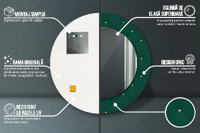 Specchio rotondo stampato Modello di lusso verde