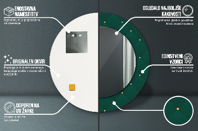 Specchio rotondo stampato Modello di lusso verde