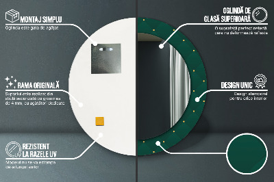 Specchio rotondo stampato Modello di lusso verde