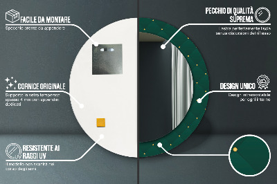 Specchio rotondo stampato Modello di lusso verde