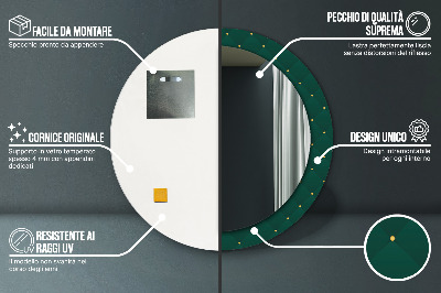 Specchio rotondo stampato Modello di lusso verde