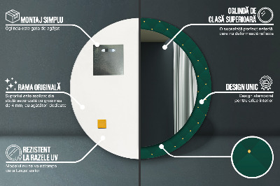 Specchio rotondo stampato Modello di lusso verde