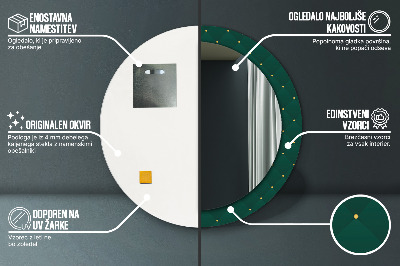 Specchio rotondo stampato Modello di lusso verde