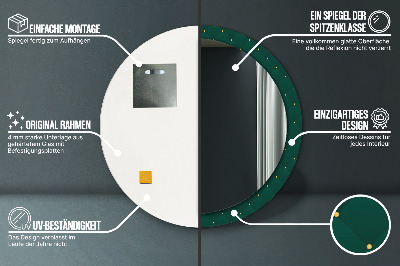 Specchio rotondo stampato Modello di lusso verde