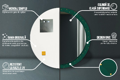 Specchio rotondo stampato Modello di lusso verde