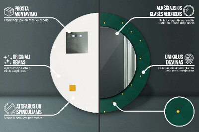 Specchio rotondo stampato Modello di lusso verde