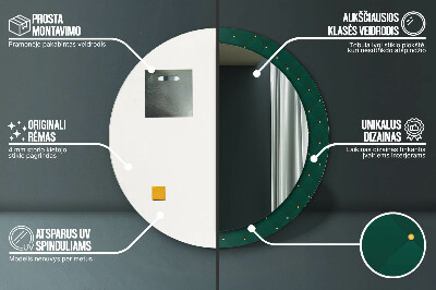 Specchio rotondo stampato Modello di lusso verde