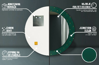 Specchio rotondo stampato Modello di lusso verde