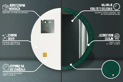 Specchio rotondo stampato Modello di lusso verde