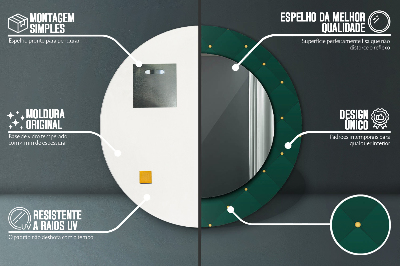 Specchio rotondo stampato Modello di lusso verde