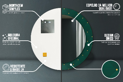 Specchio rotondo stampato Modello di lusso verde