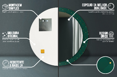 Specchio rotondo stampato Modello di lusso verde