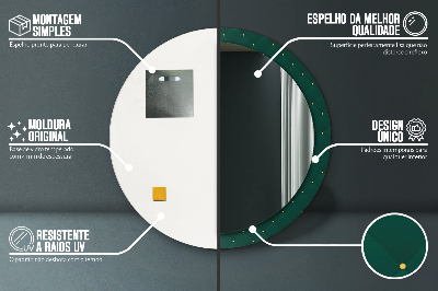 Specchio rotondo stampato Modello di lusso verde