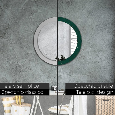 Specchio rotondo stampato Modello di lusso verde