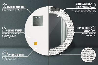 Specchio rotondo cornice con stampa Modello dai giornali