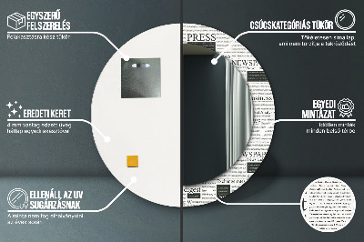 Specchio rotondo cornice con stampa Modello dai giornali