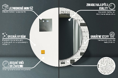 Specchio rotondo cornice con stampa Modello dai giornali