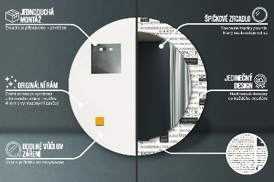 Specchio rotondo cornice con stampa Modello dai giornali