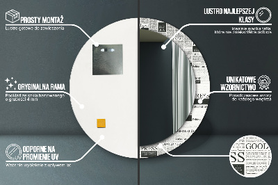 Specchio rotondo cornice con stampa Modello dai giornali