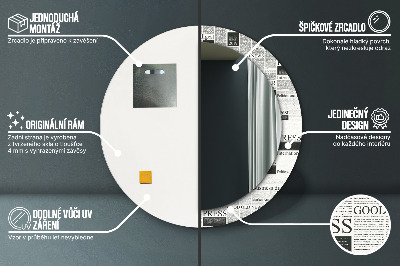 Specchio rotondo cornice con stampa Modello dai giornali