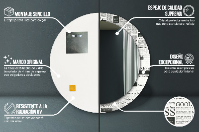 Specchio rotondo cornice con stampa Modello dai giornali