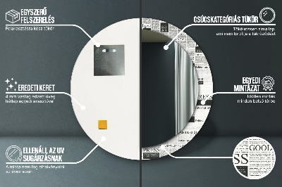 Specchio rotondo cornice con stampa Modello dai giornali