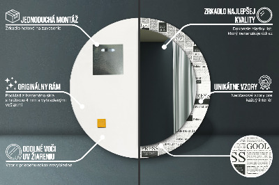 Specchio rotondo cornice con stampa Modello dai giornali