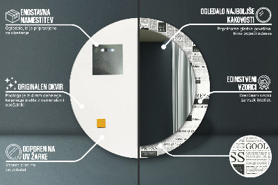 Specchio rotondo cornice con stampa Modello dai giornali