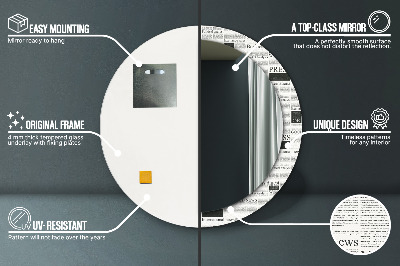 Specchio rotondo cornice con stampa Modello dai giornali