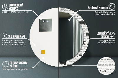 Specchio rotondo cornice con stampa Modello dai giornali