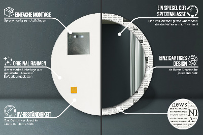 Specchio rotondo cornice con stampa Modello dai giornali