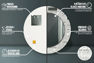 Specchio rotondo cornice con stampa Modello dai giornali