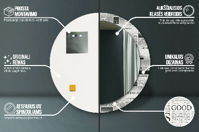 Specchio rotondo cornice con stampa Modello dai giornali