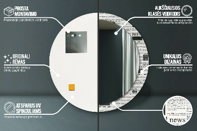 Specchio rotondo cornice con stampa Modello dai giornali