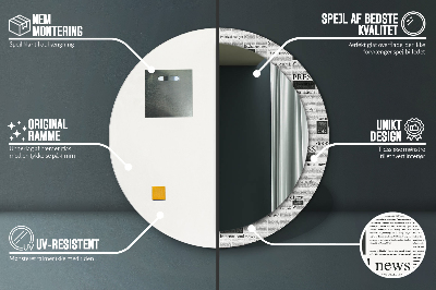 Specchio rotondo cornice con stampa Modello dai giornali