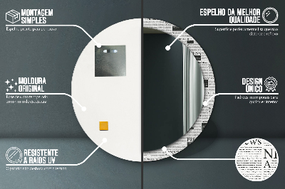 Specchio rotondo cornice con stampa Modello dai giornali