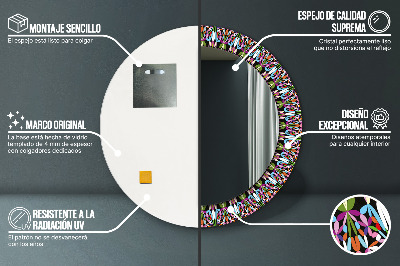 Specchio rotondo stampato Pattern di mandala psichedelica