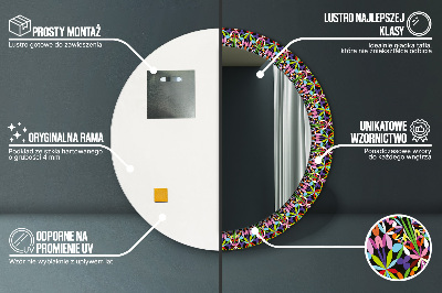 Specchio rotondo stampato Pattern di mandala psichedelica