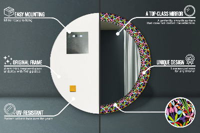 Specchio rotondo stampato Pattern di mandala psichedelica