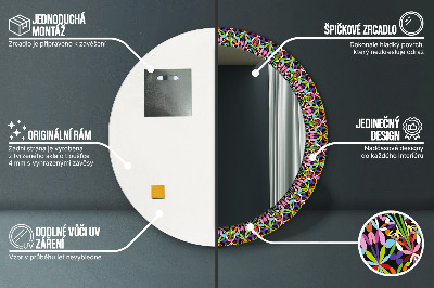 Specchio rotondo stampato Pattern di mandala psichedelica