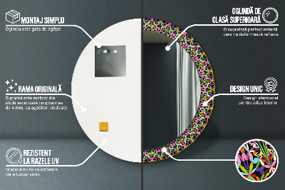 Specchio rotondo stampato Pattern di mandala psichedelica