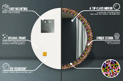 Specchio rotondo stampato Pattern di mandala psichedelica