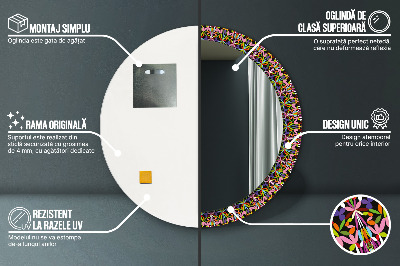 Specchio rotondo stampato Pattern di mandala psichedelica