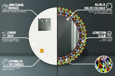 Specchio rotondo stampato Pattern di mandala psichedelica